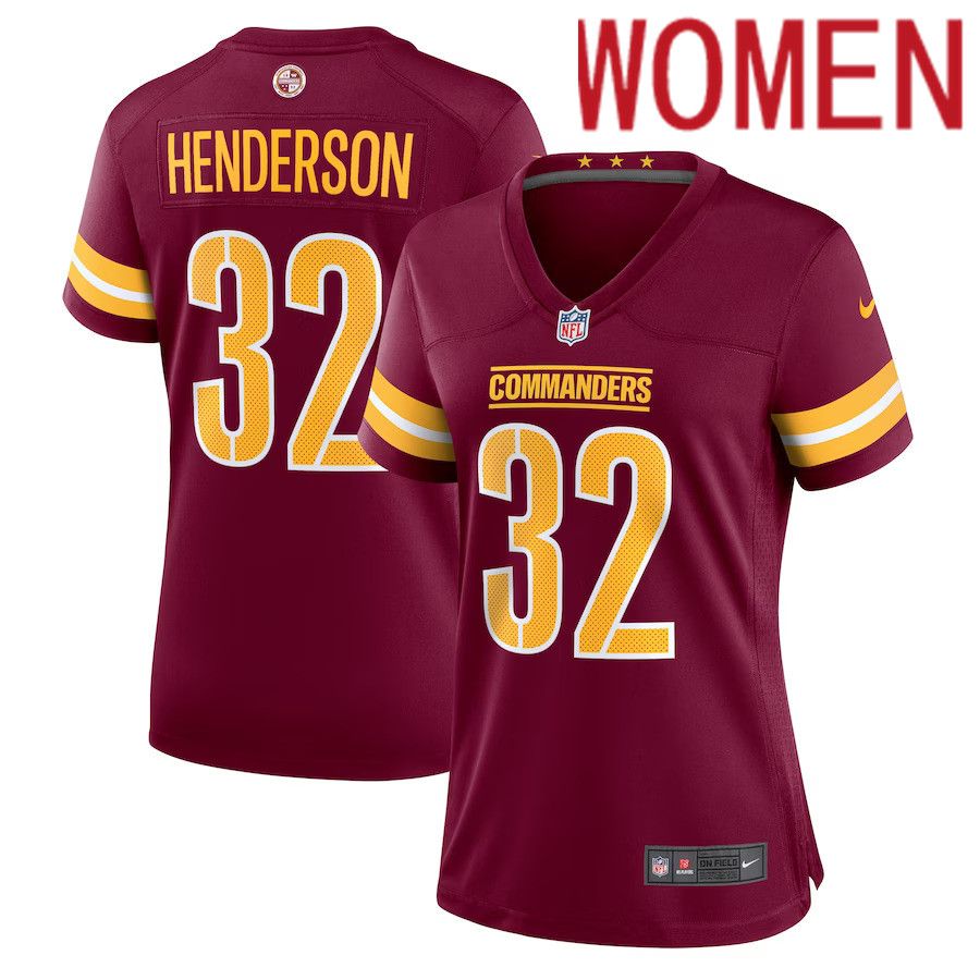 Women Washington Commanders 32 Xavier Henderson Nike Burgundy Team Game NFL Jersey